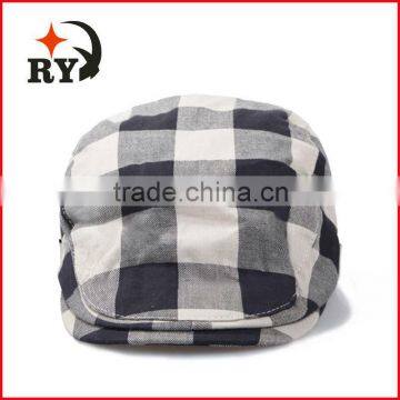 Customized cotton plaid casquette men's hat short visor hat