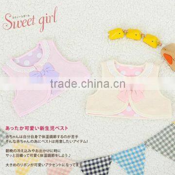 Japanese Wholesale Products High Quality Cute Ribbon Baby Winter Vest for Girl Clothes Kids Wear Toddler Clothing Children
