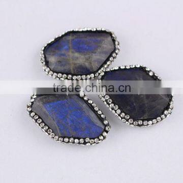 JF8597 Wholesale Crystal Pave Freeform Faceted Blue Labradorite Beads