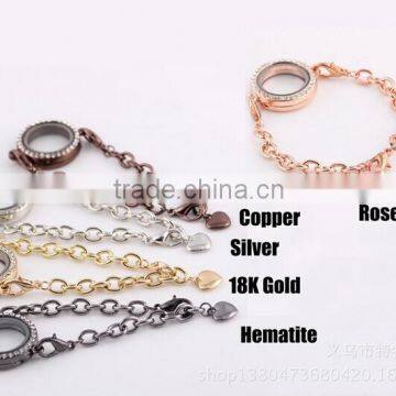 2015 Wholesale Stainless Steel Floating Locket Magnet Floating Locket Bracelet