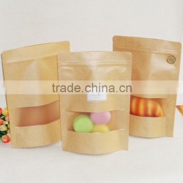 Resealable Kraft Paper Bag with Window Standing-up kraft Packaging Bags Zipper kraft paper food packages Sangye Manufacturers