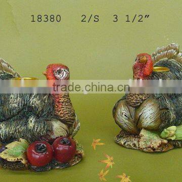 polyresin turkey w/candle stick,3-1/2"H