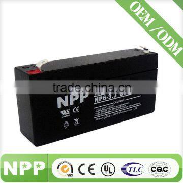 6v3.3AH Chinese factory hot sale AGM Sealed Lead Acid Battery rechargeable for security system