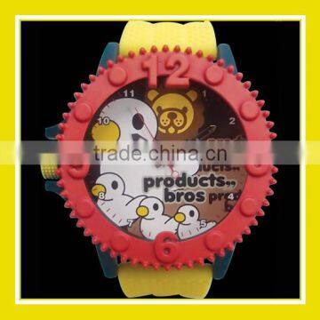 2016 Hot Sell Products Bros Baby Lion With Ducks Unisex Waterproof PVC Band Rubber Wrist Yellow Watch