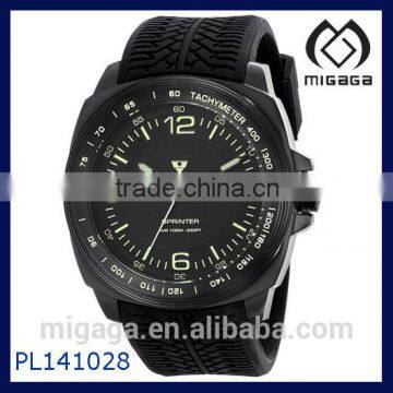 Men's Silicone Stainless Steel Watch with two-step dials/fashion tachymeter bezel quartz watch date function