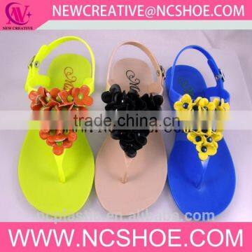 factory wholesale crystal jelly shoes with flower