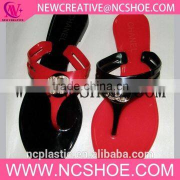 rubber beach thong women flip flop PVC slipper with LOGO