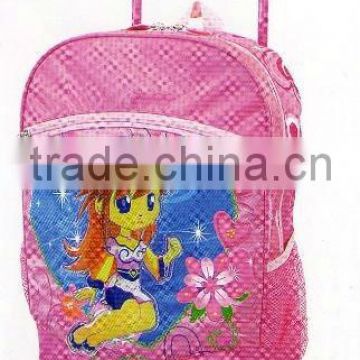 2013 lovely girl design kids school trolley bag