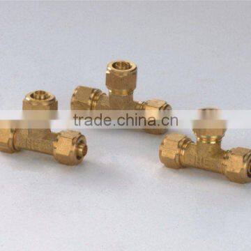 brass TF tee with cutting ferrule