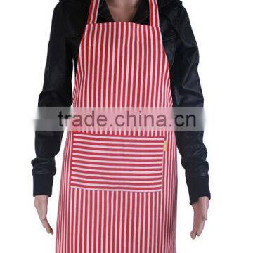 Red stripe men women waitress Kitchen Craft Cooking Apron Bib with pocket