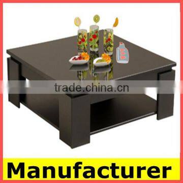 hot sale cheap modern steel and wooden and tempered glass coffee table