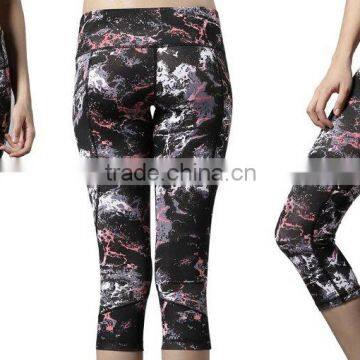 Ladies Active Wear Sublimation Legging Tight Pants Supplier, Printed Black Leggings