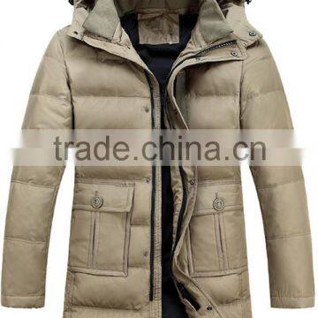 2015 Wholesale custom OEM knee long Mens down jacket