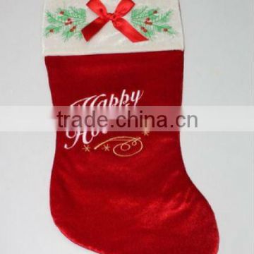 Embroidery red velvet christmas stockings