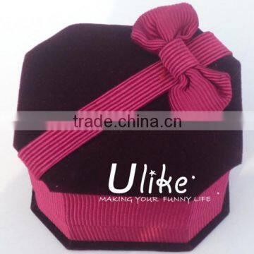 velvet jewelry ring gift box with bowknot