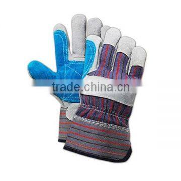 Industrial Safety cow split double palm leather gloves with EN388