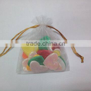 white drawstring organza candy bag for Christmas