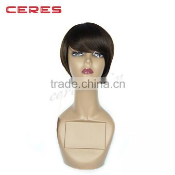 human hair full lace wigs under 100 silver gray short silk straight wig for yong lady and women