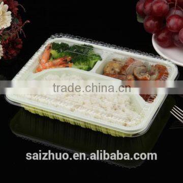 3compartment take away container plastic food box