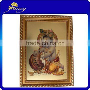 gold hindu krishna god picture with frame