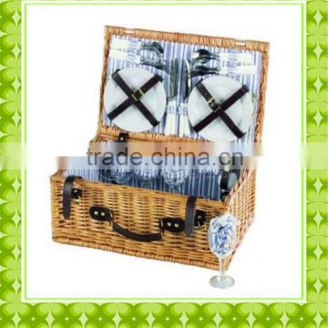 Newest and hot sell eco-friendly 3pcs oval brown willow wicker gift basket with handles