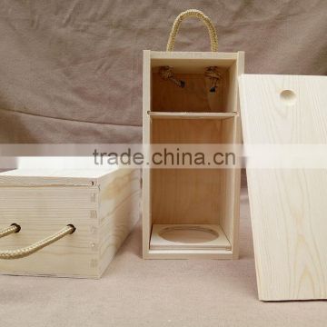 High quality pine woodensingle wine bottle gift box