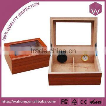 Customized Glass Lid Storage Box For Cigars Wooden Cigar Humidor Box For Sale