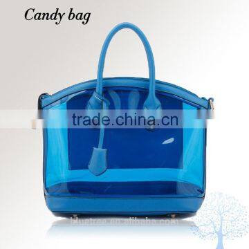 pvc tote bag, candy color in clear,low price ODM