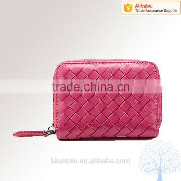 Knitted Leather Credit Card Holder in Soft Grain Leather High Quality Standard photo-2