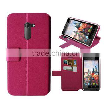 hot pink wallet leather case for archos 50c neon case wallet leather case high quality with factory price