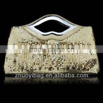 2014 Shiny Fashion design lady clutch evening bag with chain shoulder strap lady leather clutch,stylish clutch bag,evenin