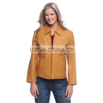 design embroidery lady leather jacket