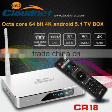 CR18 RK3368 4K 64 bit Android 5.1 Octa Core TV BOX 2G/8G Dual band 2.4G/5.8G Andrioid TV BOX