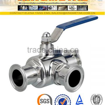 SUS 304 Stainless Steel Sanitary 3 Way Ball Valve For Food Grade Industry