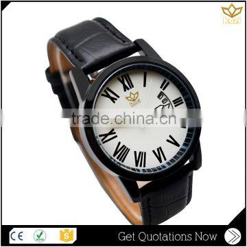 Best selling alloy watchcase stainless steel back watches leather watch strip quartz brand watch Y008