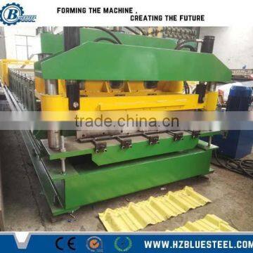 Iron Glazed Roofing Tile Sheet Cold Rolling Forming Machine , Metal Steel Step Roof Tile Roll Forming Machine