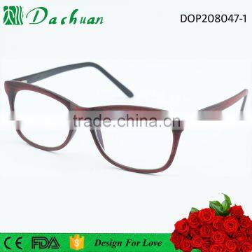 Unisex CP injection PC injection fake acetate wenzhou factory eyewear frames with wooden brushed