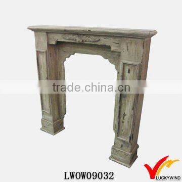 vintage hand carved wooden fireplace