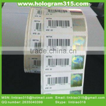 Design high quality hologram barcode self-adhesive sticker in roll for vodka bottle