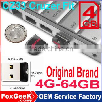 Original Brand CZ33 Cruzer Fit 32GB USB Flash Drive 64GB 8GB 16GB 64GB Real Capacity with Blister Packing Wholesale