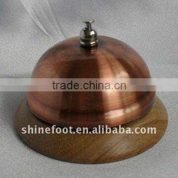 (A240) Dia 3.4" brass plated reception bell with wooden base A12-D02