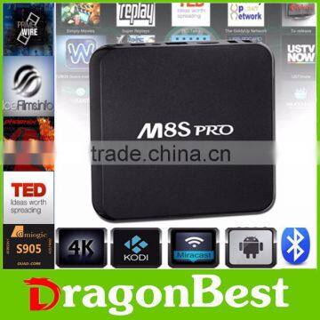 2016 newest tv box model kodi 16.0 fully installed M8S pro 4K S905 1G 8G Quad core android 5.1 tv box