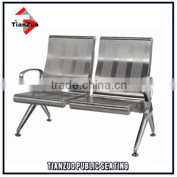 2 Seats 304 stainless steel public waiting bench chair