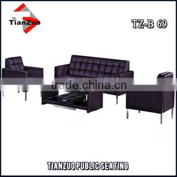 Stainless steel purple leather office sofa set