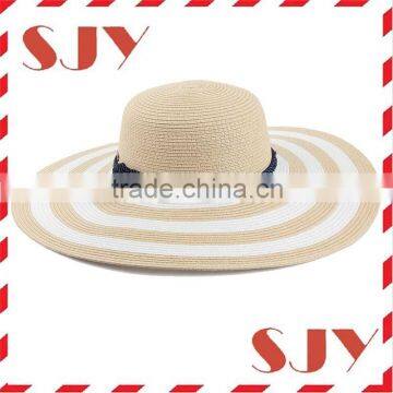 Fashion stripe Large-Brim Promotional Foldable Straw women Beach hat