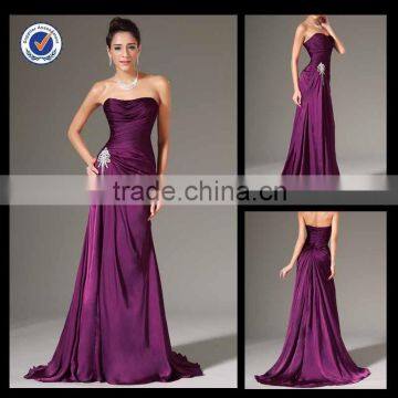 E0113 Cheap long purple evening dress turkish evening dresses made in china with stones