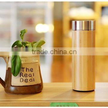 Natural Bamboo Eco-friendly Double Wall Vacuum Insulated 12 Oz Bottle With Stainles photo-4