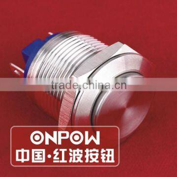 ONPOW 19mm High round actuator stainless steel momentary Metal pushbutton switch with 2 pin terminals ( GQ19H-10/J/S) CE, RoHS