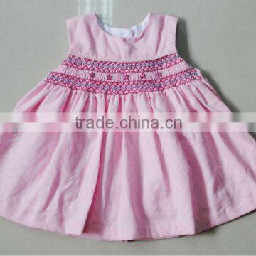 Pink Stripe Seersucker Smocked Children Clothing Wholesale photo-6