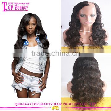 Top Quality Cheap 100% Peruvian Wave Hair Left Side U Part Wigs for Black Women for Sale